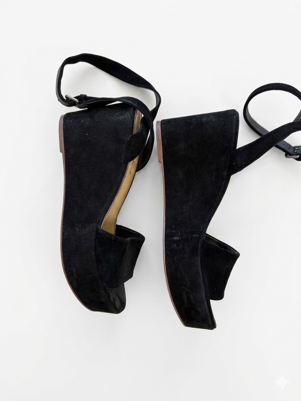 Splendid Felix Black Suede Crisscross Ankle Strap Platform Sandals